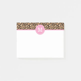 Leopard Print and Pink Custom Monogram Post-it Notes