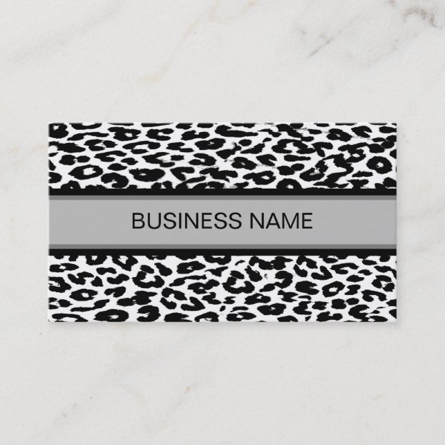 Leopard Print and Plain Black Business Card (Front)