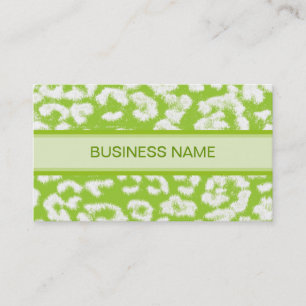 Leopard Print and Plain Lime Business Card