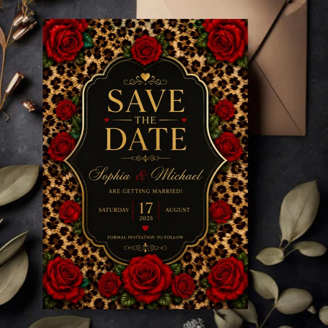 Leopard Print and Red Rose  Save The Date (Creator Uploaded)