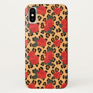 Leopard Print and Roses Tattoo Art iPhone Case