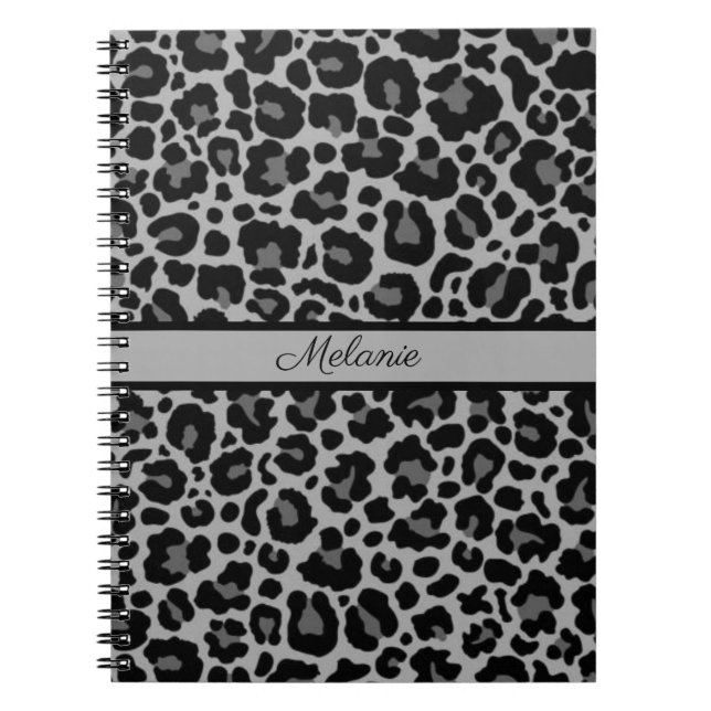 Leopard Print Animal Cheetah Silver Grey Trendy No Notebook (Front)