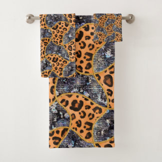 Leopard print animal pattern bath towel set