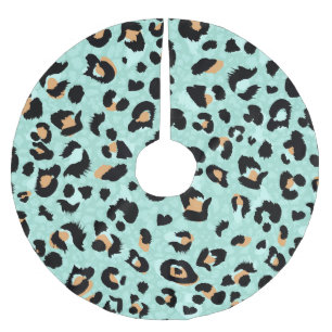 Leopard print, animal pattern brushed polyester tree skirt