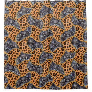 Leopard print animal pattern shower curtain