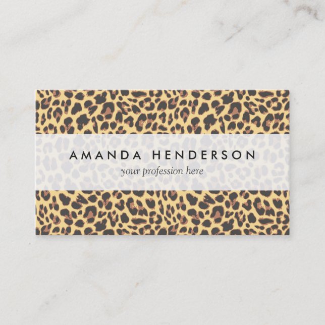 Leopard Print Animal Skin Pattern Business Card (Front)