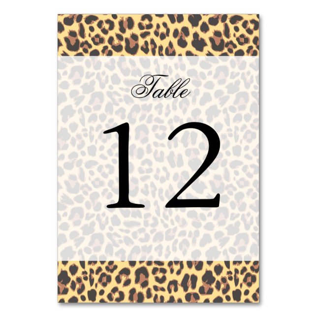 Leopard Print Animal Skin Pattern Table Number (Front)