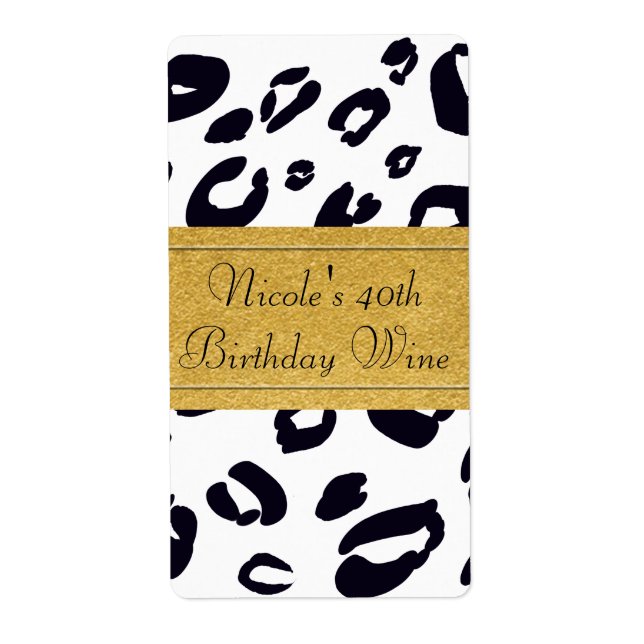 Leopard Print (ANY COLOR) Custom Party Wine Label (Front)