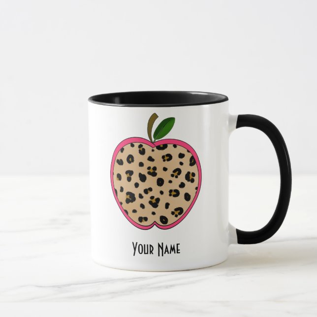 Leopard Print Apple Teacher Mug (Right)