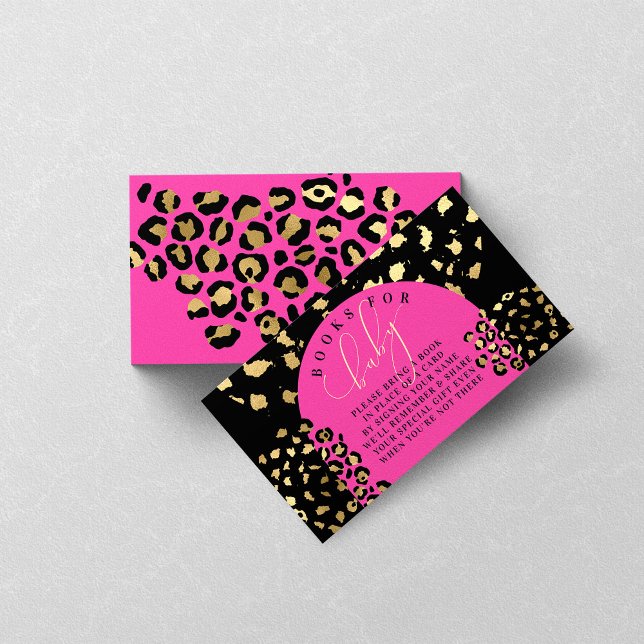 Leopard Print Baby Shower Books for Baby Enclosure Card (Creator Uploaded)