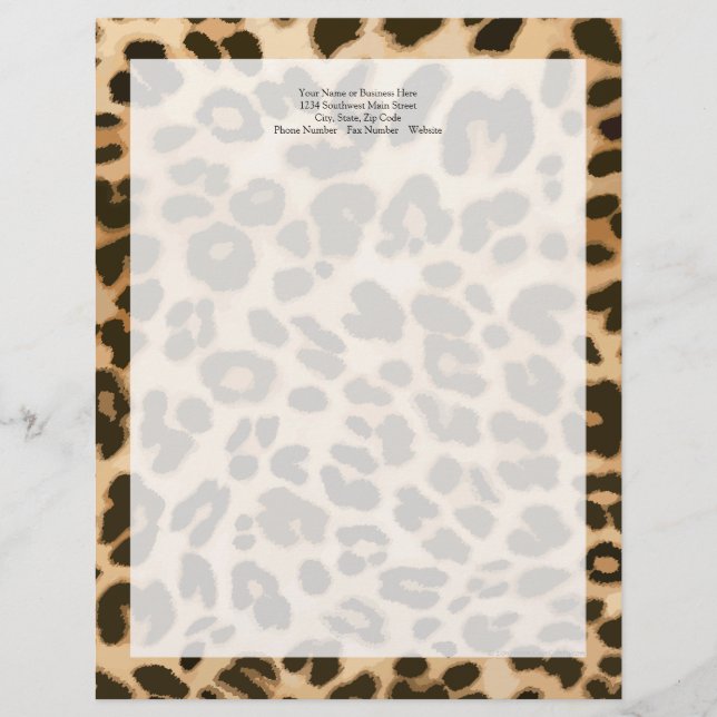 Leopard Print Background Letterhead Template (Front)