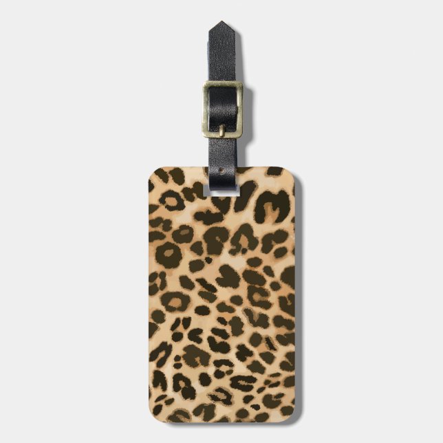 Leopard Print Background Luggage Tag (Front Vertical)