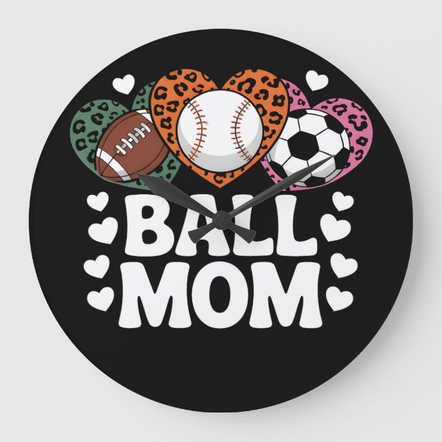 Leopard Print Ball Mom Shirt Large Clock (Front)