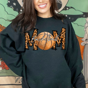 Leopard Print Basketball Mum, Athlete # and Name S Sweatshirt