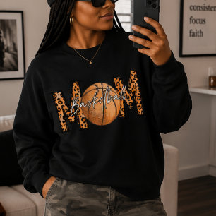 Leopard Print Basketball Mum, Athlete # and Name Sweatshirt