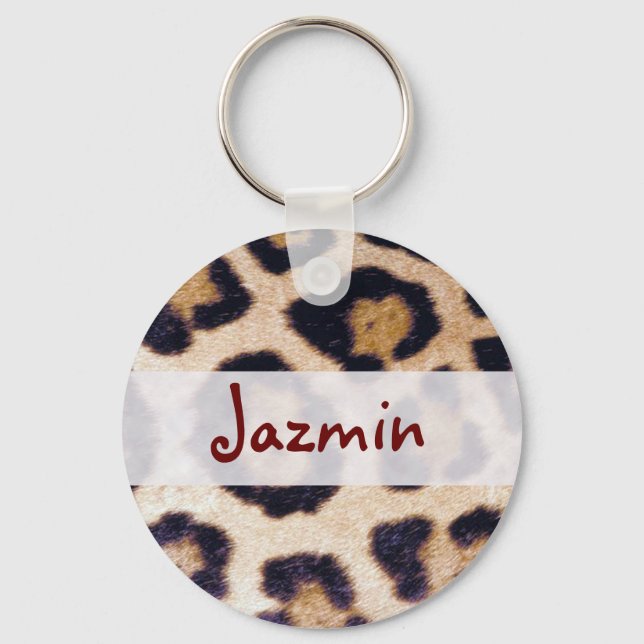 Leopard Print Big Cat Real Fur Pattern Design Key Ring (Front)