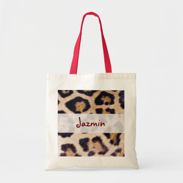 Leopard Print Big Cat Real Fur Pattern Design Tote Bag (Front)