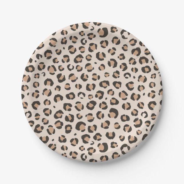 Leopard Print Birthday Party Paper Plate (Front)