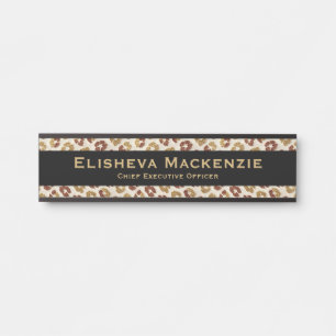 Leopard Print Black and Gold Door Signs for Office