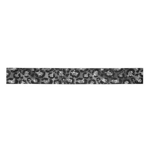Leopard Print Black and Silver Grey Satin Ribbon