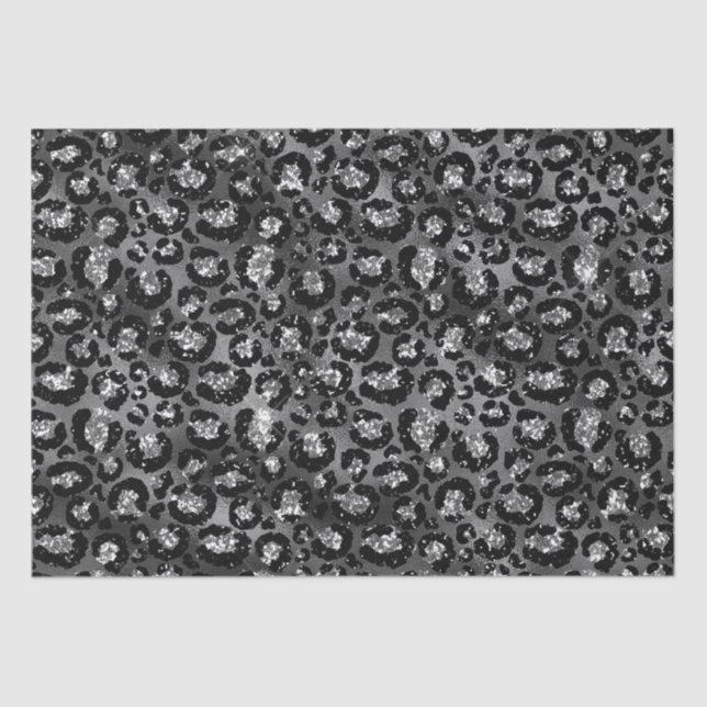 Leopard Print Black and Silver Grey Tissue Paper (Front)