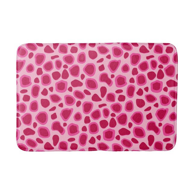 Leopard Print, Black and White Bath Mat (Front)