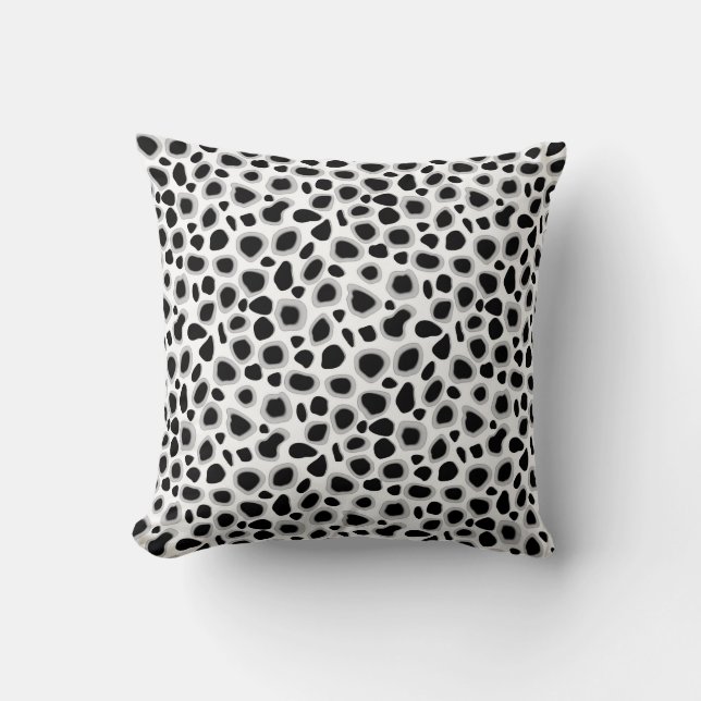 Leopard Print - Black and White Cushion (Front)