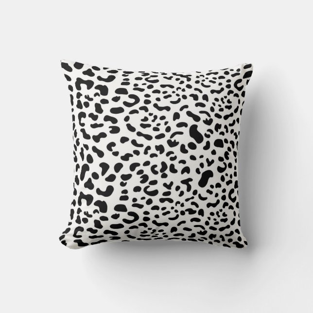 Leopard print - Black and White Cushion (Front)