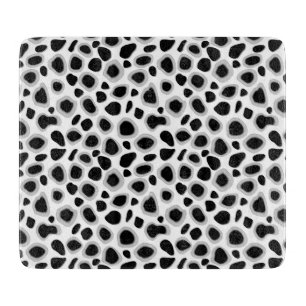 Leopard Print - Black and White Cutting Board