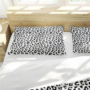 Leopard Print Black and White Pillowcase