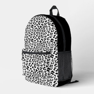 Leopard Print Black and White Printed Backpack