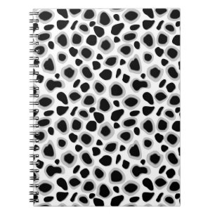 Leopard Print - Black and White Spiral Notebook