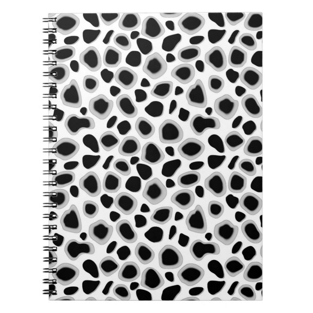 Leopard Print - Black and White Spiral Notebook (Front)