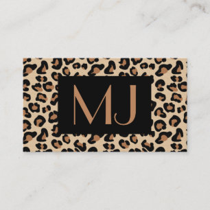 Leopard Print, Black, Brown, Rust and Tan Business Card