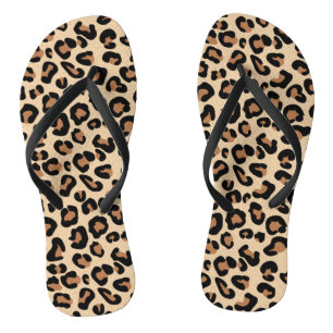 Leopard Print, Black, Brown, Rust and Tan Jandals