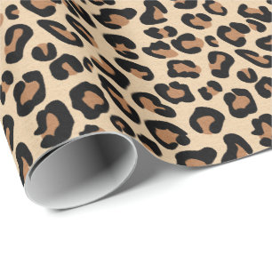 Leopard Print, Black, Brown, Rust and Tan Wrapping Paper