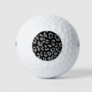 Leopard Print Black Grey Golf Balls