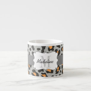 Leopard Print Black Orange Grey Espresso Mug