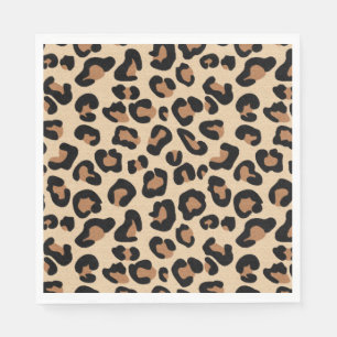 Leopard Print, Black, Rust and Tan Napkin