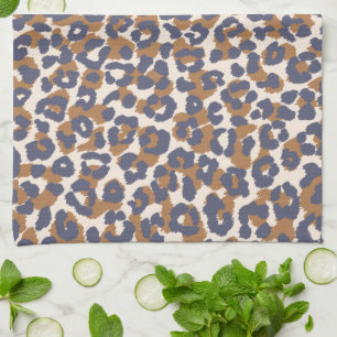 Leopard Print-Blue and Brown- Tea Towel