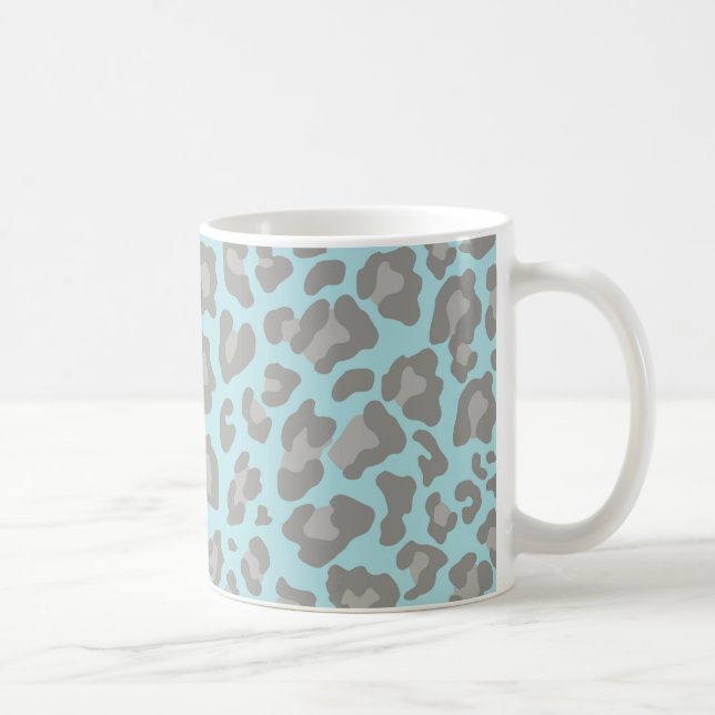 Leopard Print Blue and Grey Coffee Mug (Right)