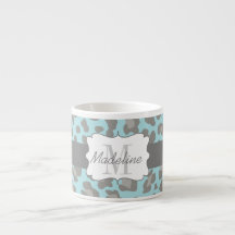 Leopard Print Blue and Grey Espresso Mug