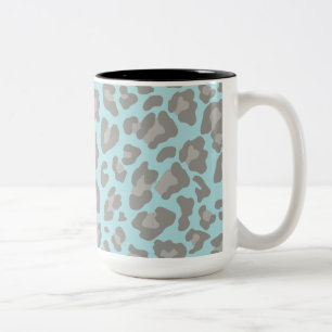 Leopard Print Blue and Grey Two-Tone Coffee Mug