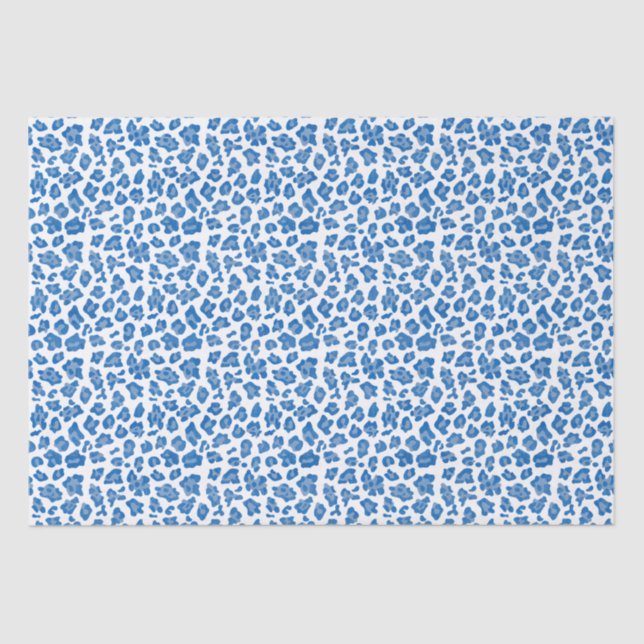 Leopard Print Blue And White Tissue Paper (Front)