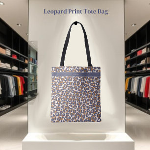Leopard Print-Blue Brown- Tote Bag