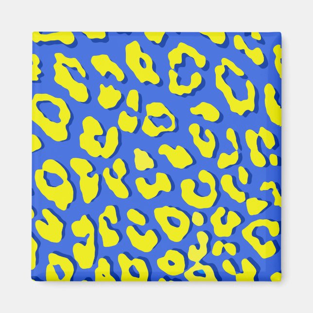 Leopard Print Blue Yellow Magnet (Front)