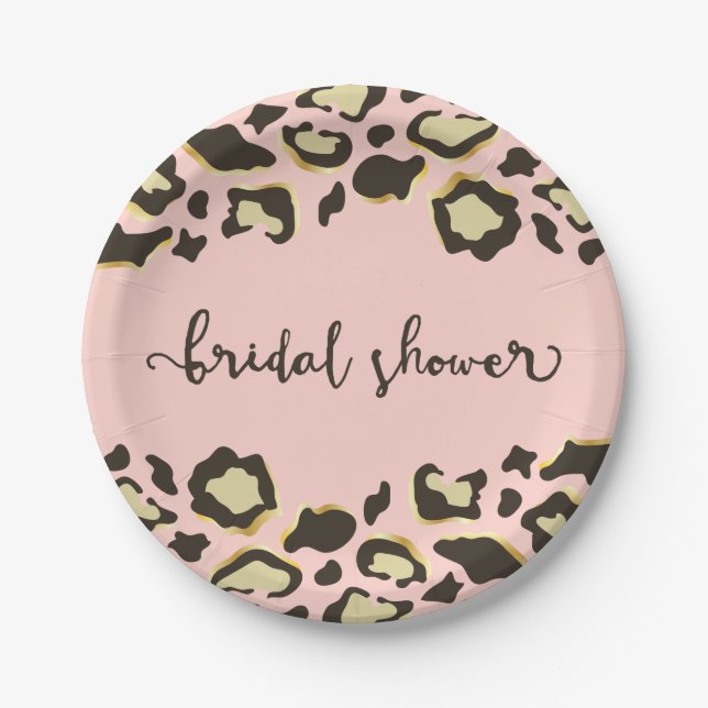Leopard Print | Blush Pink | Bridal Shower Paper Plate (Front)