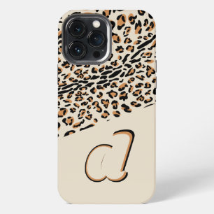 Leopard Print Bold Pop Initial Natural iPhone 13 Pro Max Case