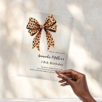 Leopard print bow brown birthday clear