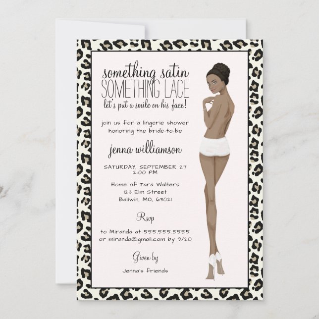 Leopard Print Bride Lingerie Shower Invitation (Front)
